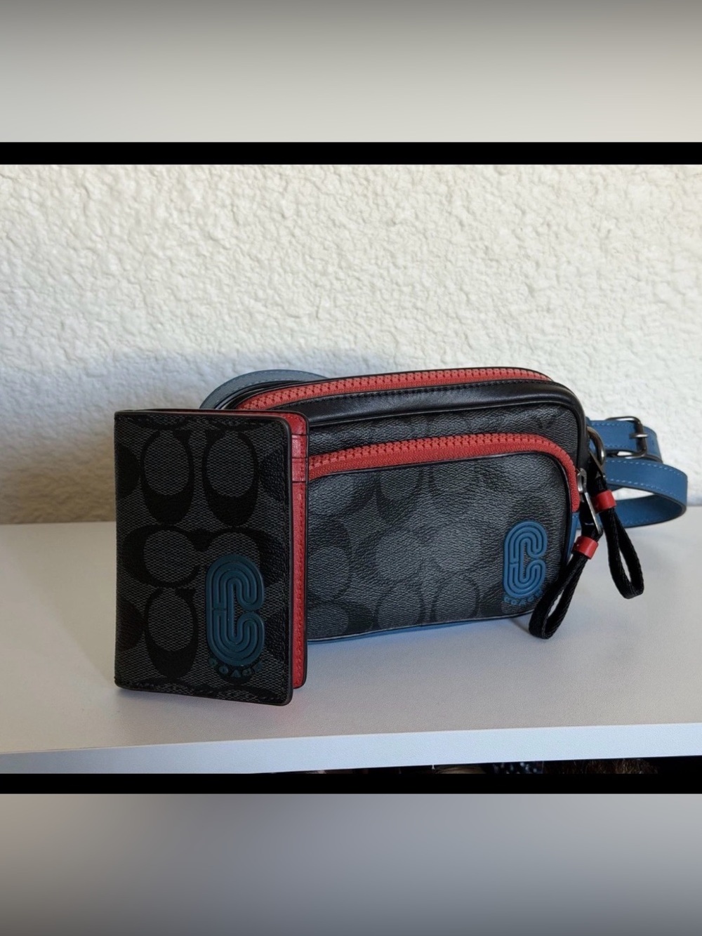 Coach Sig Double Zip Crossbody Bag multicolor /Wallet included. (Small) - Picture 6 of 8